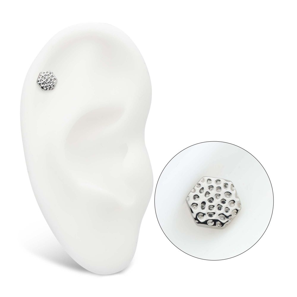 Titanium Internally Threaded Hammered Hexagon Top