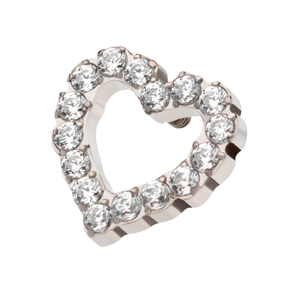 Titanium Internally Threaded with Pave Set CZ Hollow Heart Top
