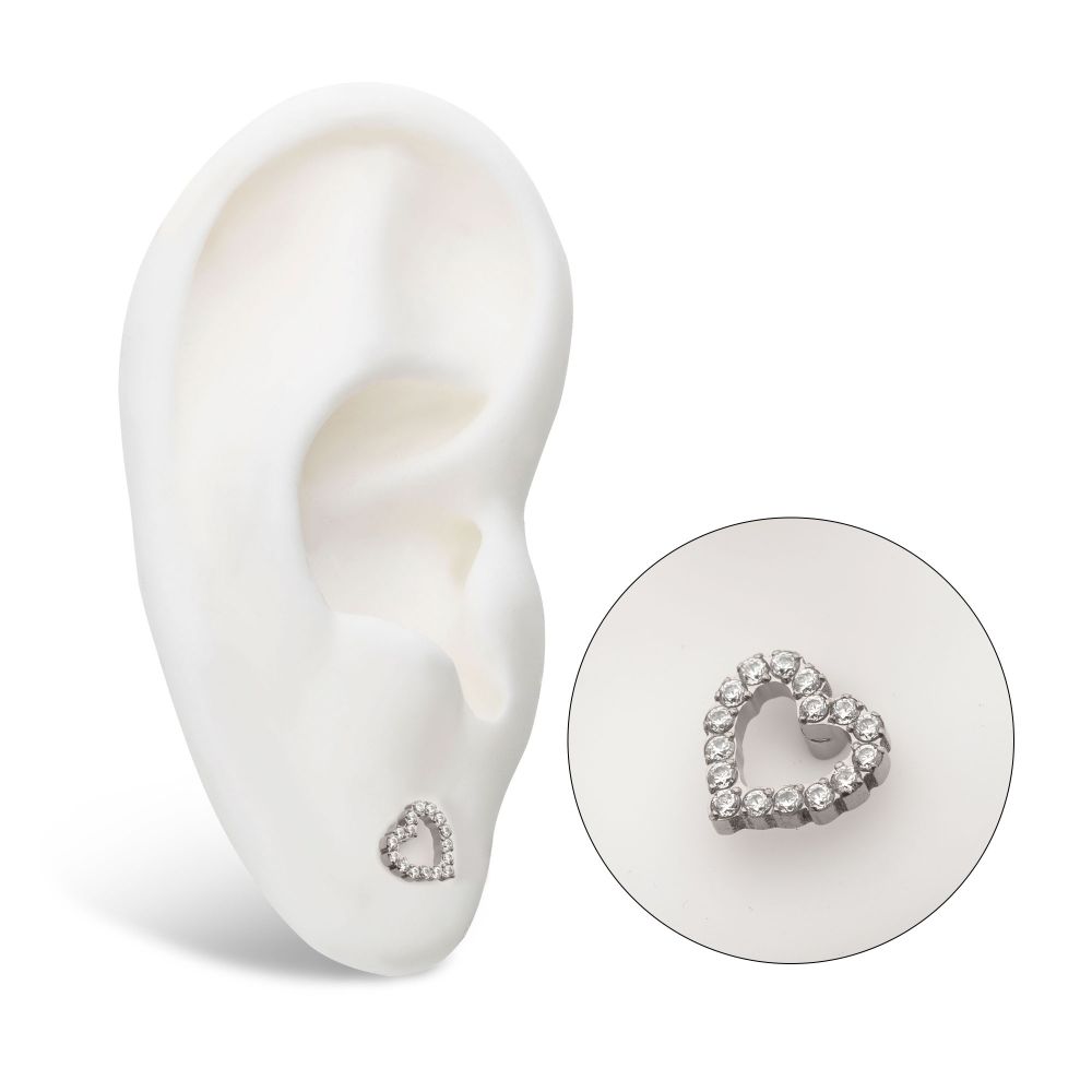 Titanium Internally Threaded with Pave Set CZ Hollow Heart Top