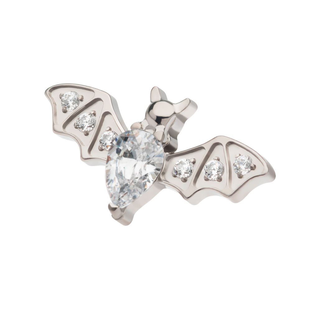 Titanium Internally Threaded with Round & Teardrop CZ Flying Bat Top