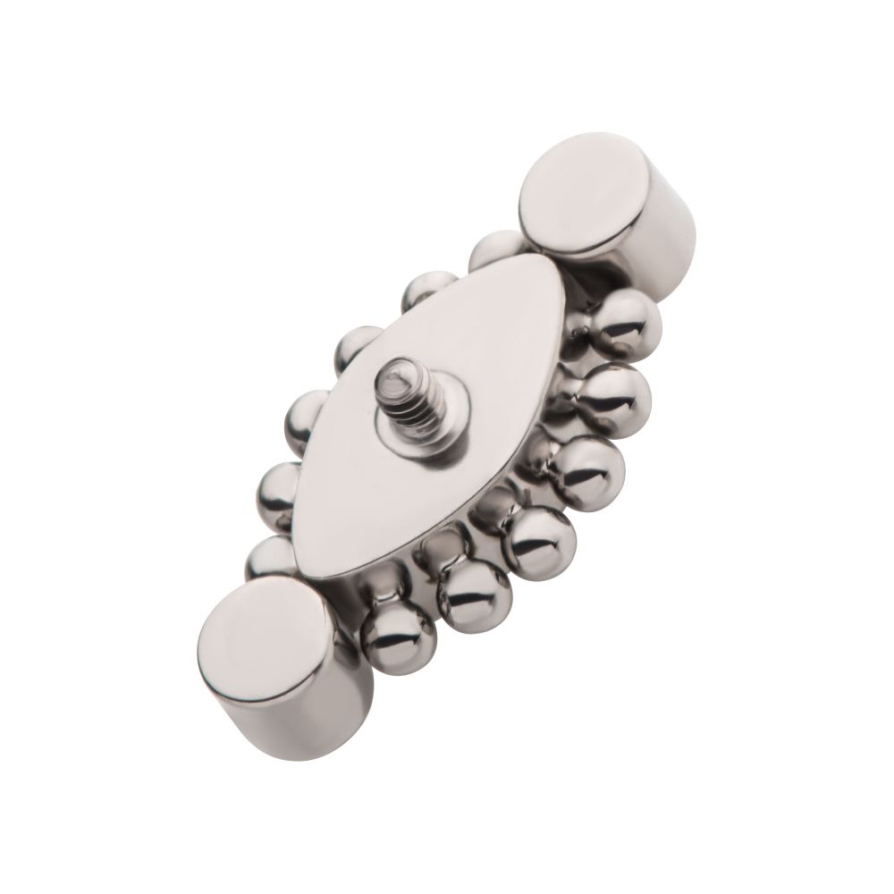 Titanium Internally Threaded with Bezel Set Round CZ & Beads Around Marquise CZ Top