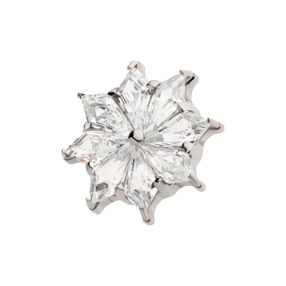 Titanium Internally Threaded 8-Cluster Prong Set Kite Shape CZ Flower Top