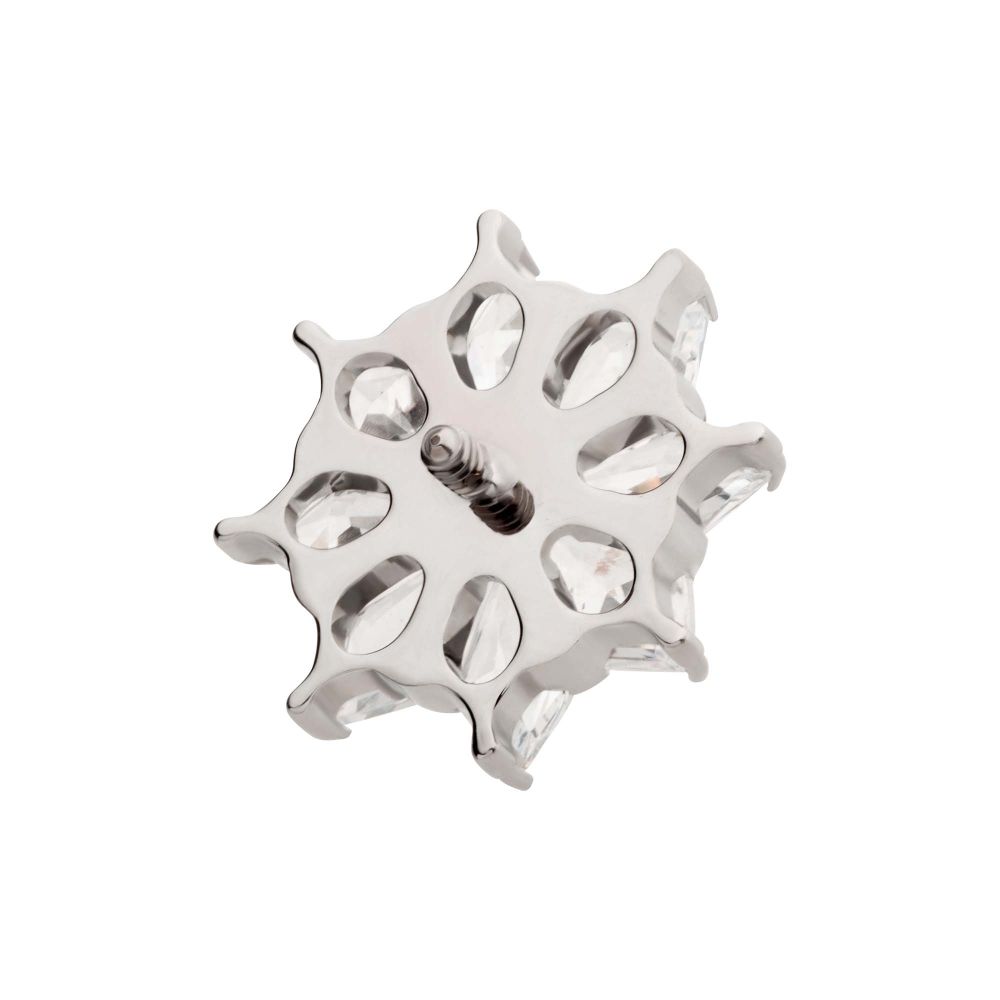 Titanium Internally Threaded 8-Cluster Prong Set Kite Shape CZ Flower Top