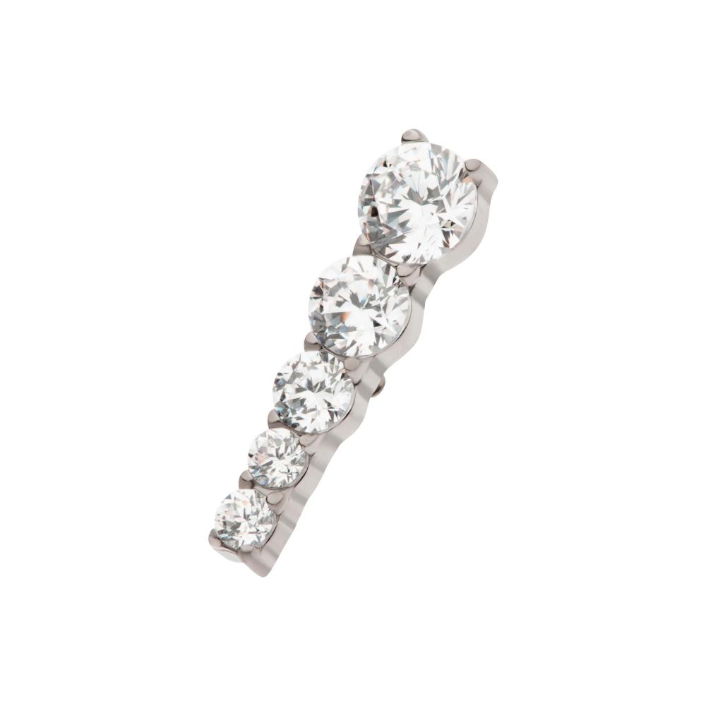 Titanium Internally Threaded Cascading Prong Set Round CZ Gem 5-Cluster Top