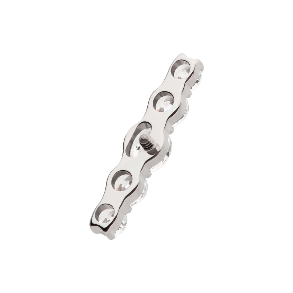 Titanium Internally Threaded 5-Cluster Prong Set Round CZ Gem Bar Top