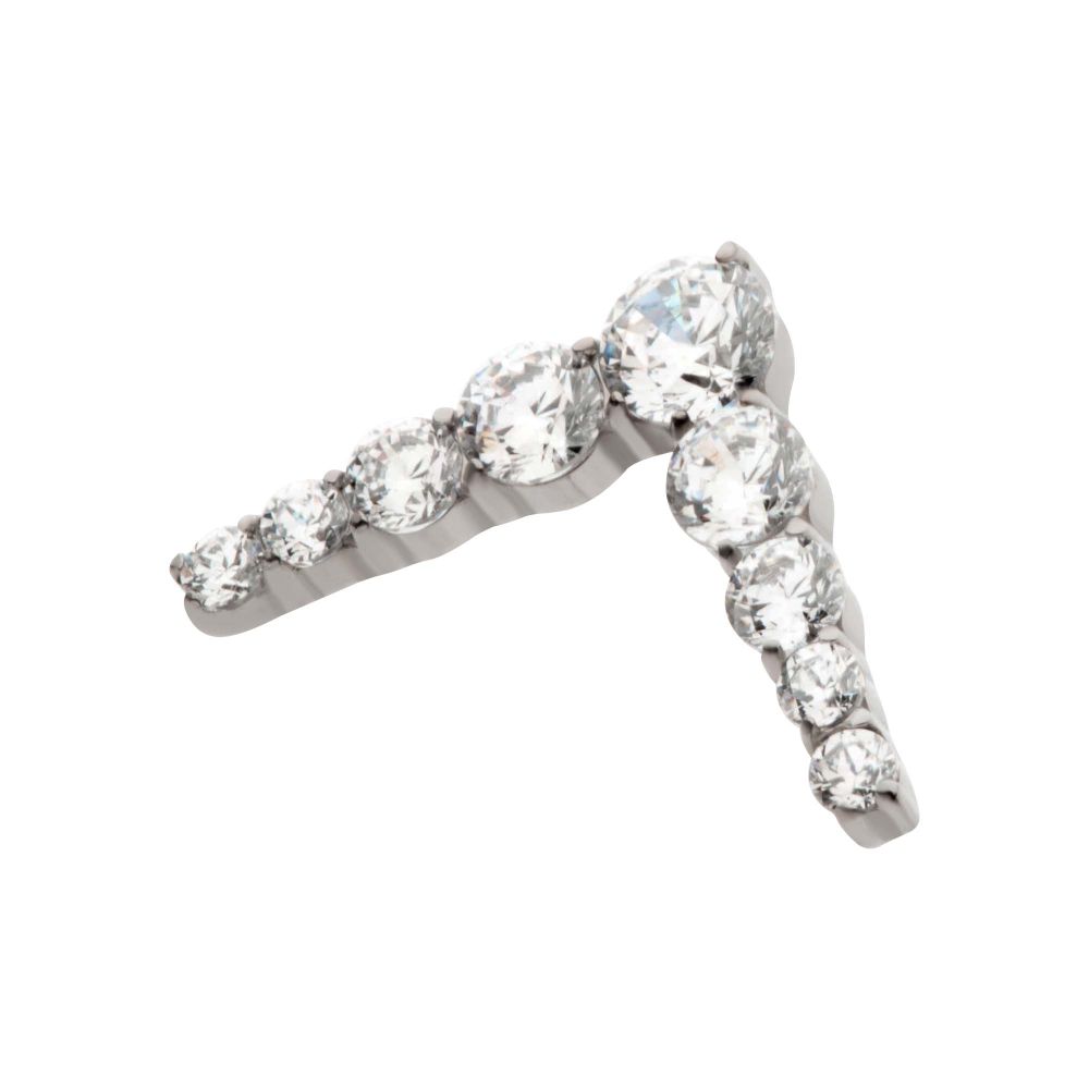 Titanium Internally Threaded 9-Cluster Prong Set Round CZ Chevron Shape Top