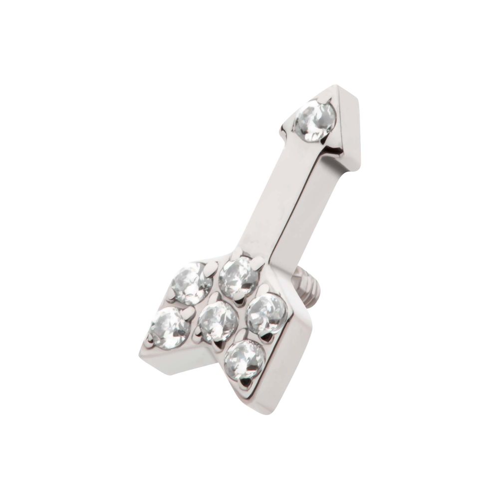 Titanium Internally Threaded Pave Set Round CZ Gem Arrow Top