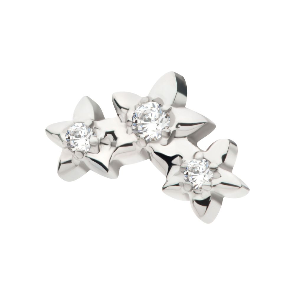 Titanium Internally Threaded Prong Set Round CZ Gem 3-Cluster Star Top