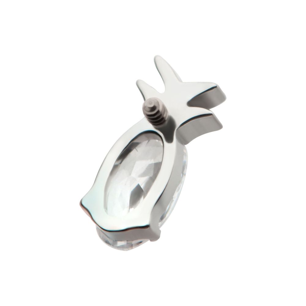 Titanium Internally Threaded Prong Set Oval CZ Gem Pineapple Top