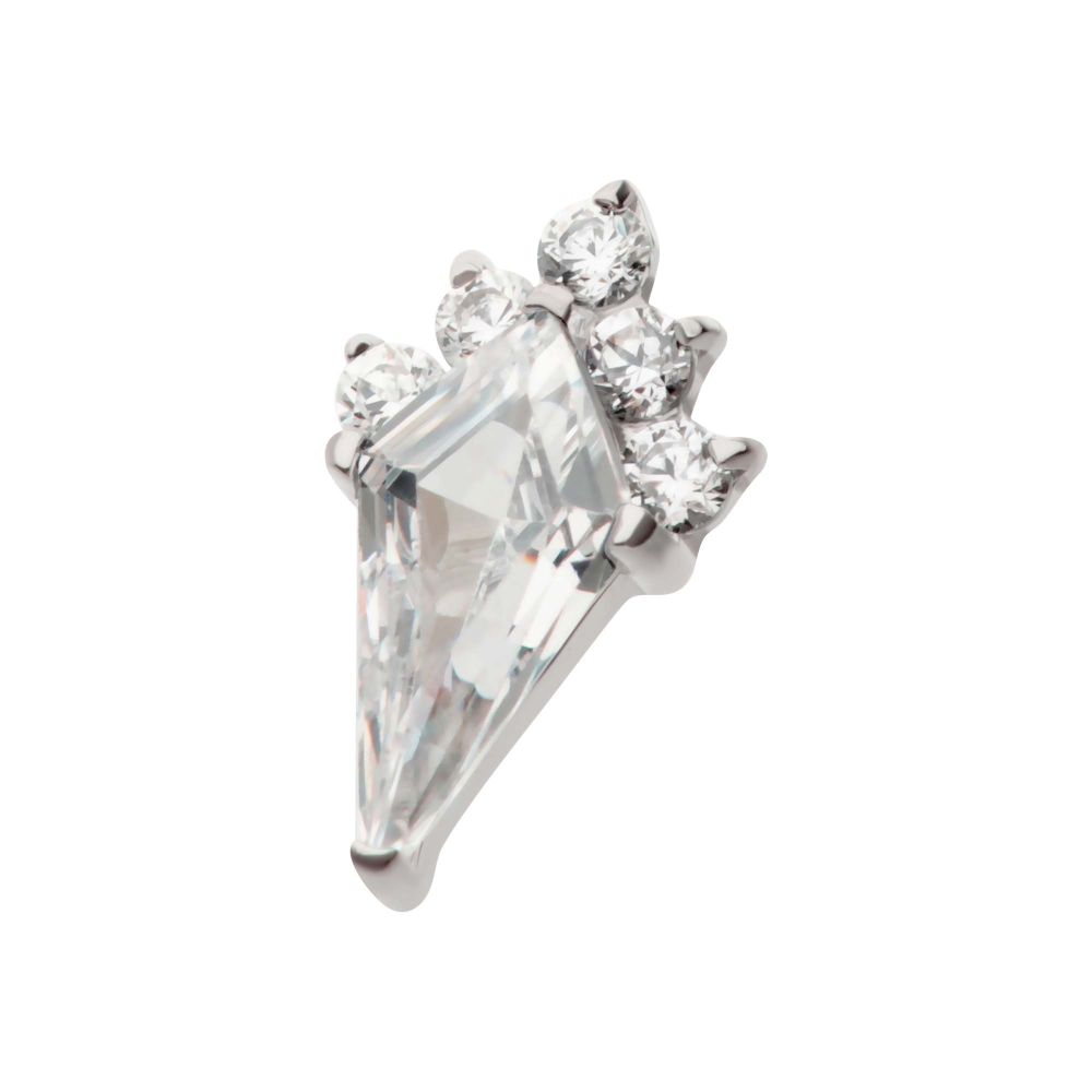 Titanium Internally Threaded Kite Shape with 5-Cluster Round CZ Gem Top