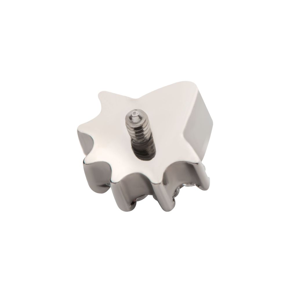 Titanium Internally Threaded Teardrop CZ Center with Round CZ 6-Cluster Top