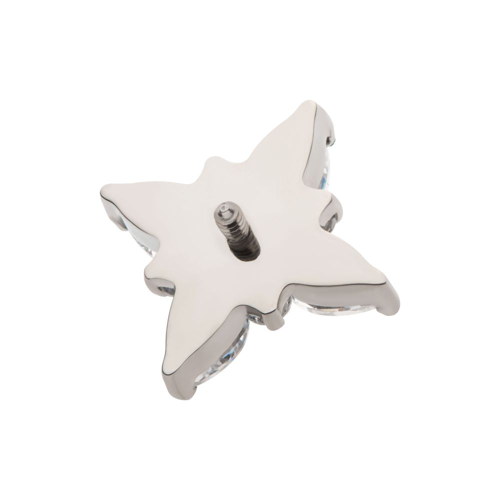 Titanium Internally Threaded with Clustered Round & Marquise CZ Cross Shape Top