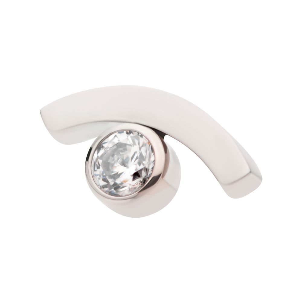 Titanium Internally Threaded with Bezel Set CZ in a Curve Line Top