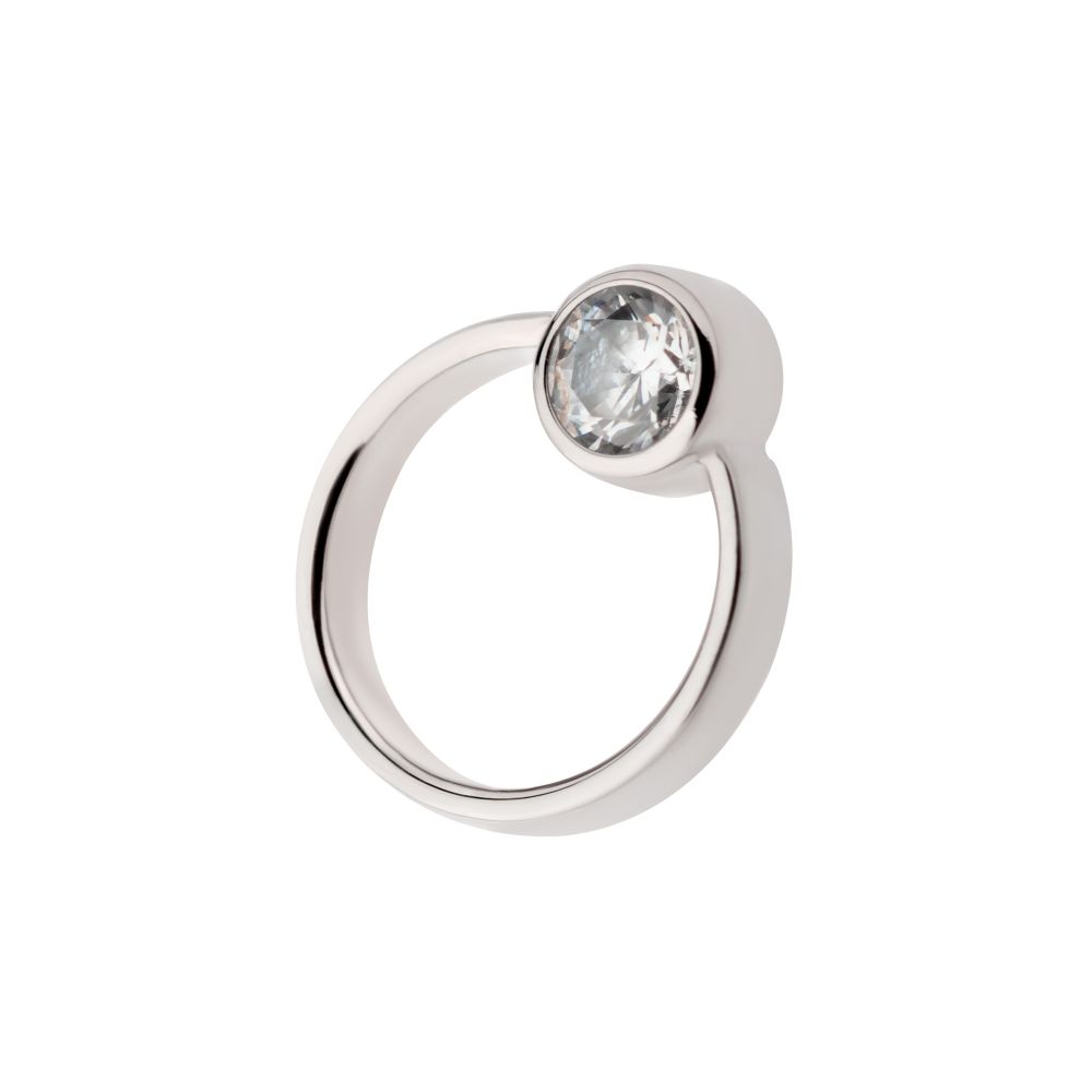 Titanium Internally Threaded with Bezel Set CZ & Cut Out Circle Top