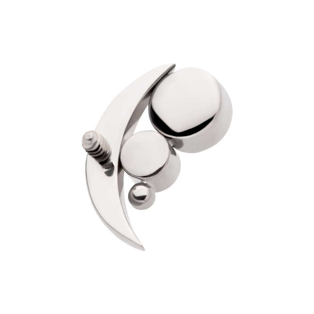 Titanium Internally Threaded with Bezel Set CZ & Bead Crescent Moon Top