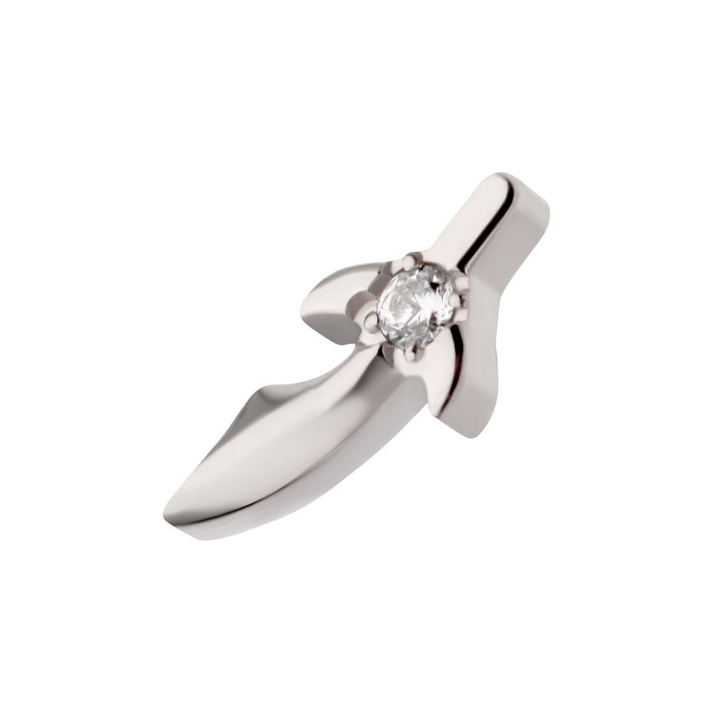 Titanium Internally Threaded with Center Prong Set CZ Dagger Top