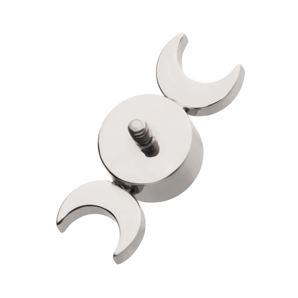 Titanium Internally Threaded Triple Moon Phase Top with Center Bezel Set Clear CZ