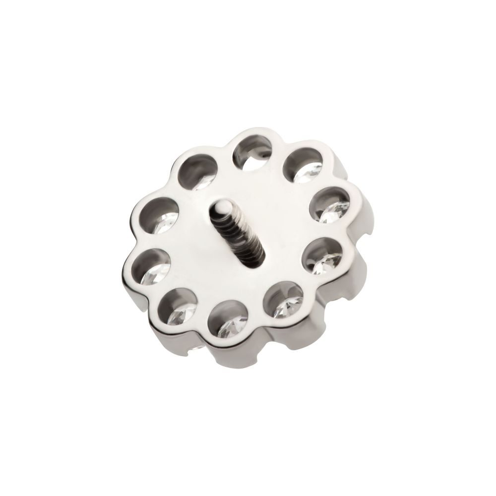 Titanium Internally Threaded Flower Top with 11 Clear CZ