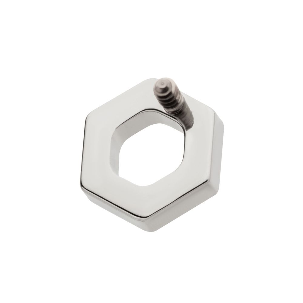 Titanium Internally Threaded Pave Set Round CZ Gem Hexagon Top
