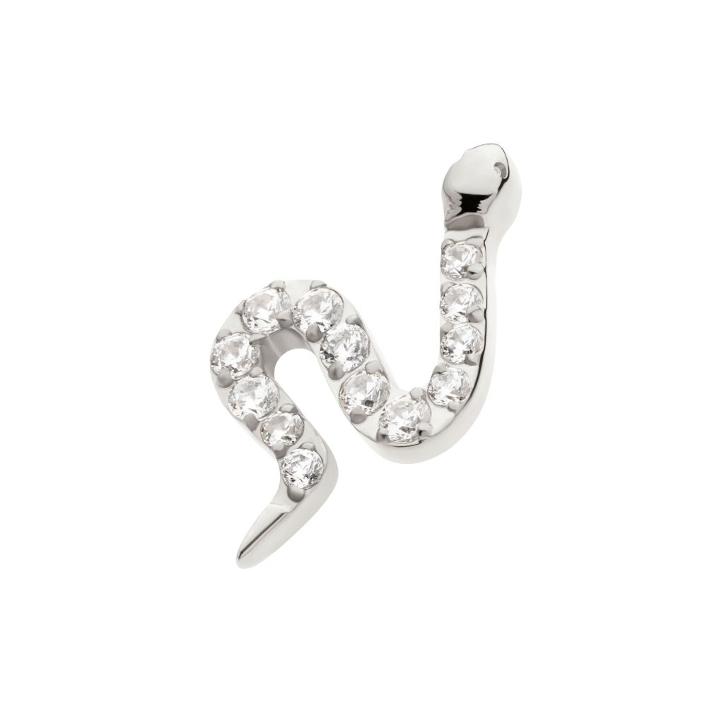Titanium Internally Threaded Pave Set 13 Clear CZ Snake Top