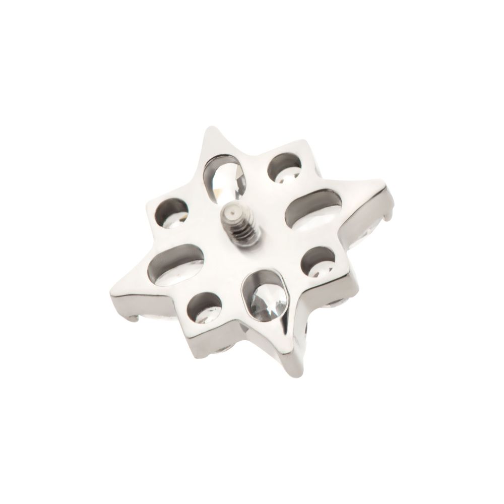 Titanium Internally Threaded with 4 Marquise & 4 Round CZ Flower Shape Top