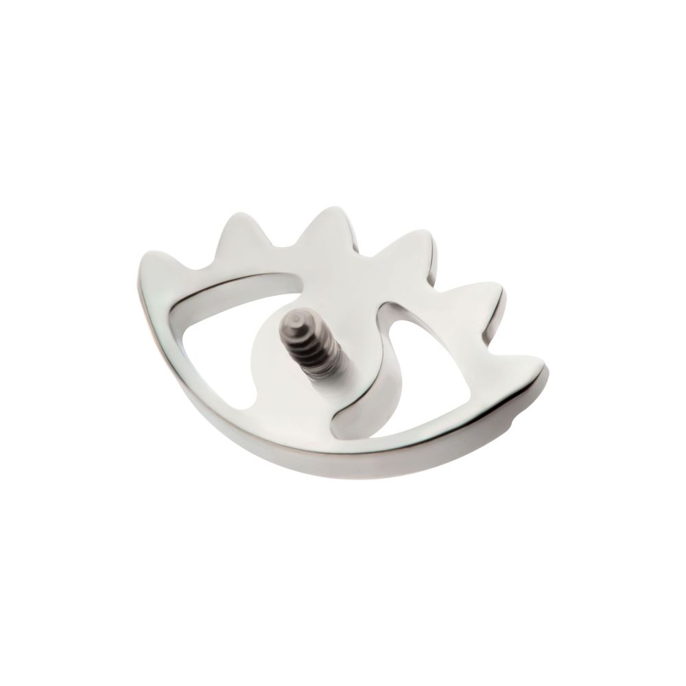 Titanium Internally Threaded with 2mm Bezel Set Round CZ Gem Evil Eye Top
