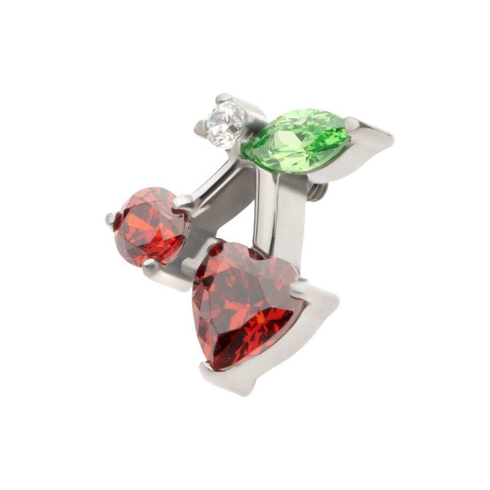 Titanium Internally Threaded Prong Set Multi Gem Cherry Top