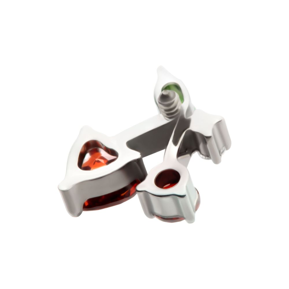 Titanium Internally Threaded Prong Set Multi Gem Cherry Top