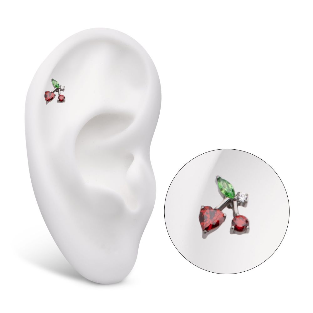 Titanium Internally Threaded Prong Set Multi Gem Cherry Top