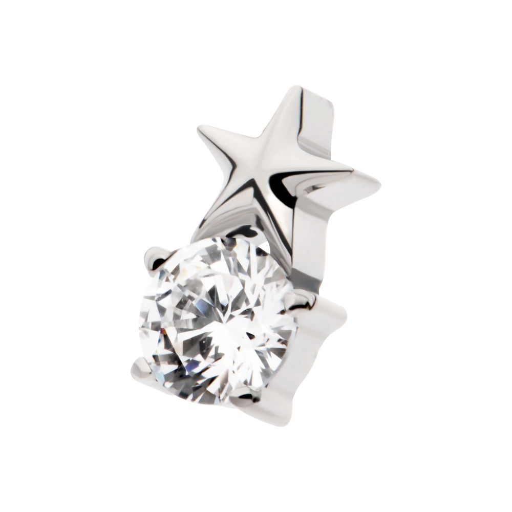 Titanium Internally Threaded Star with Prong Set Round CZ Top