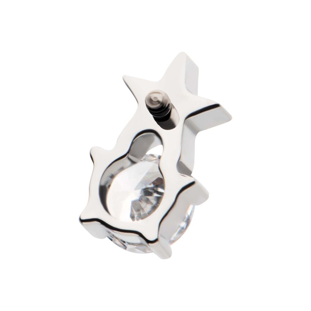 Titanium Internally Threaded Star with Prong Set Round CZ Top