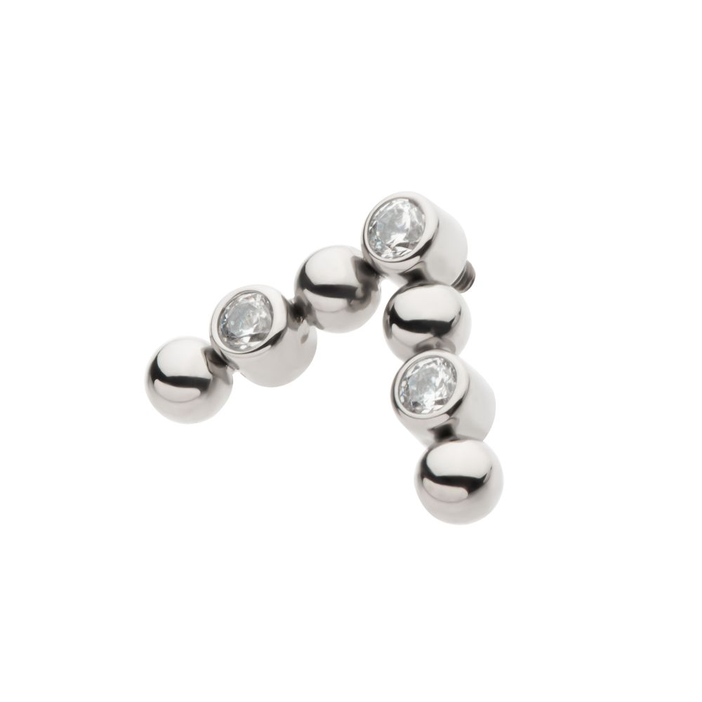 Titanium Internally Threaded Beads & Bezel Set Round CZ Cluster Chevron Top