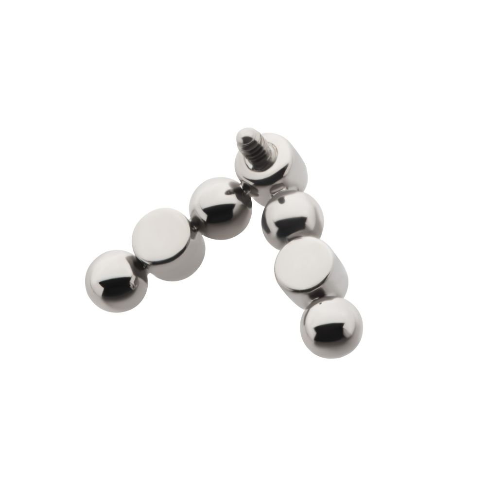 Titanium Internally Threaded Beads & Bezel Set Round CZ Cluster Chevron Top