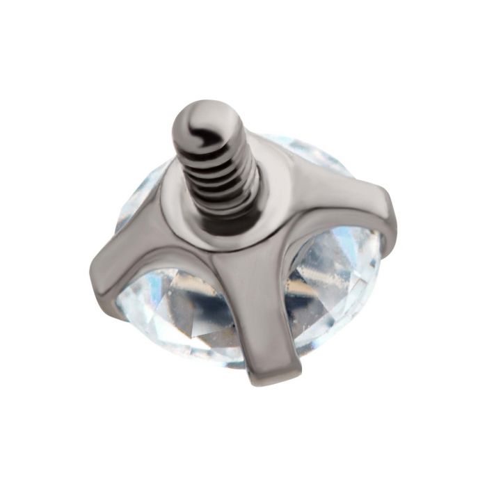 STERILIZED 16g Low Profile Titanium Internally Threaded with Prong Set Round 3A/5A CZ Top