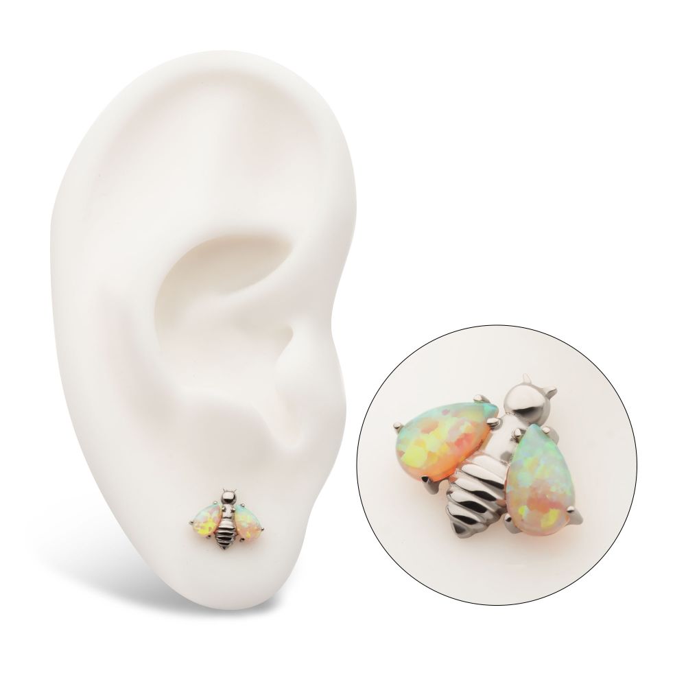 Titanium Internally Threaded Bee with Opal Wings Top