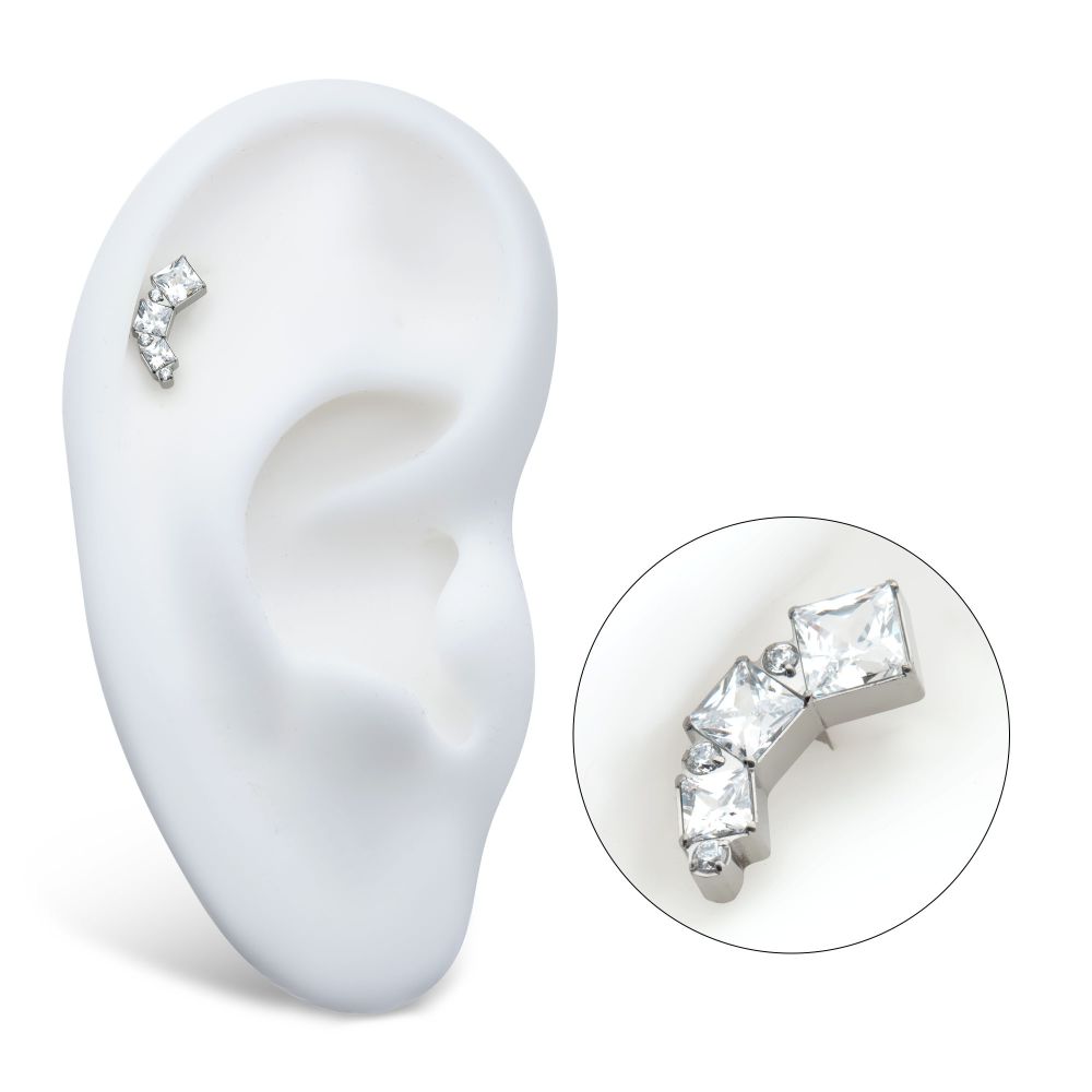 Titanium Internally Threaded Staggered Cluster Round & Princess Gem Top