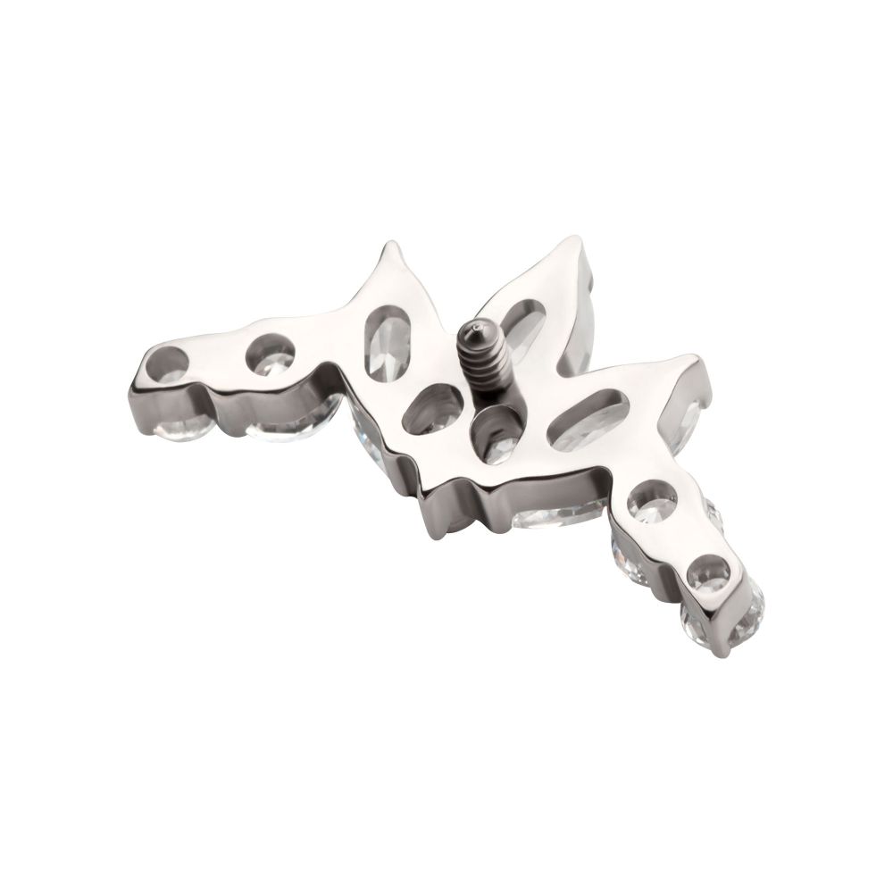 Titanium Internally Threaded Crown Shape Top with Clustered Prong Set Round & Marquise CZ