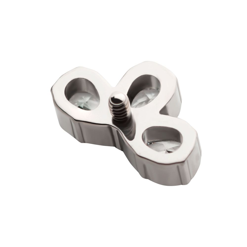 Titanium Internally Threaded Fan Shape Top with 3 Cluster Prong Set Teardrop CZ