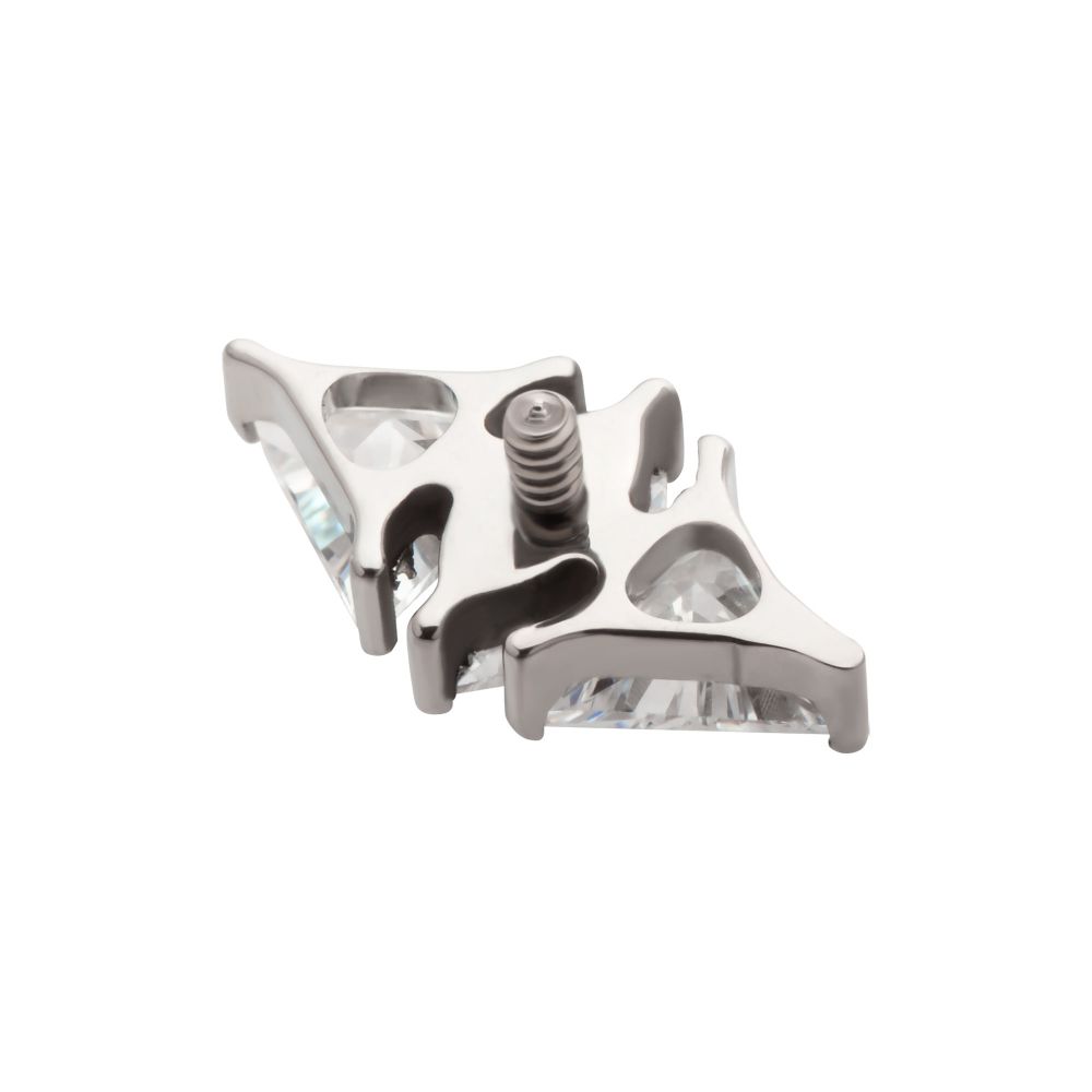 Titanium Internally Threaded 3 Cluster Top with Prong Set Marquise & Triangle CZ