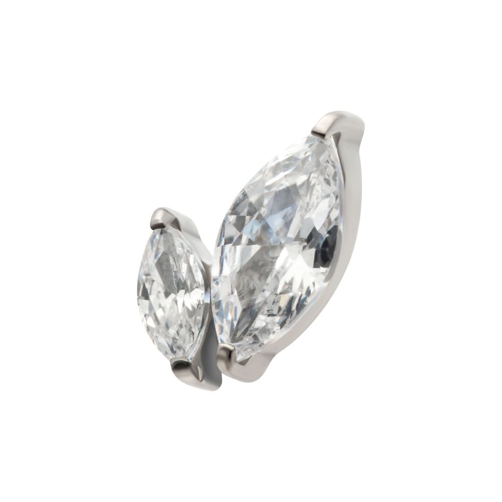 Titanium Internally Threaded Prong Set Marquise CZ 2-Cluster Top