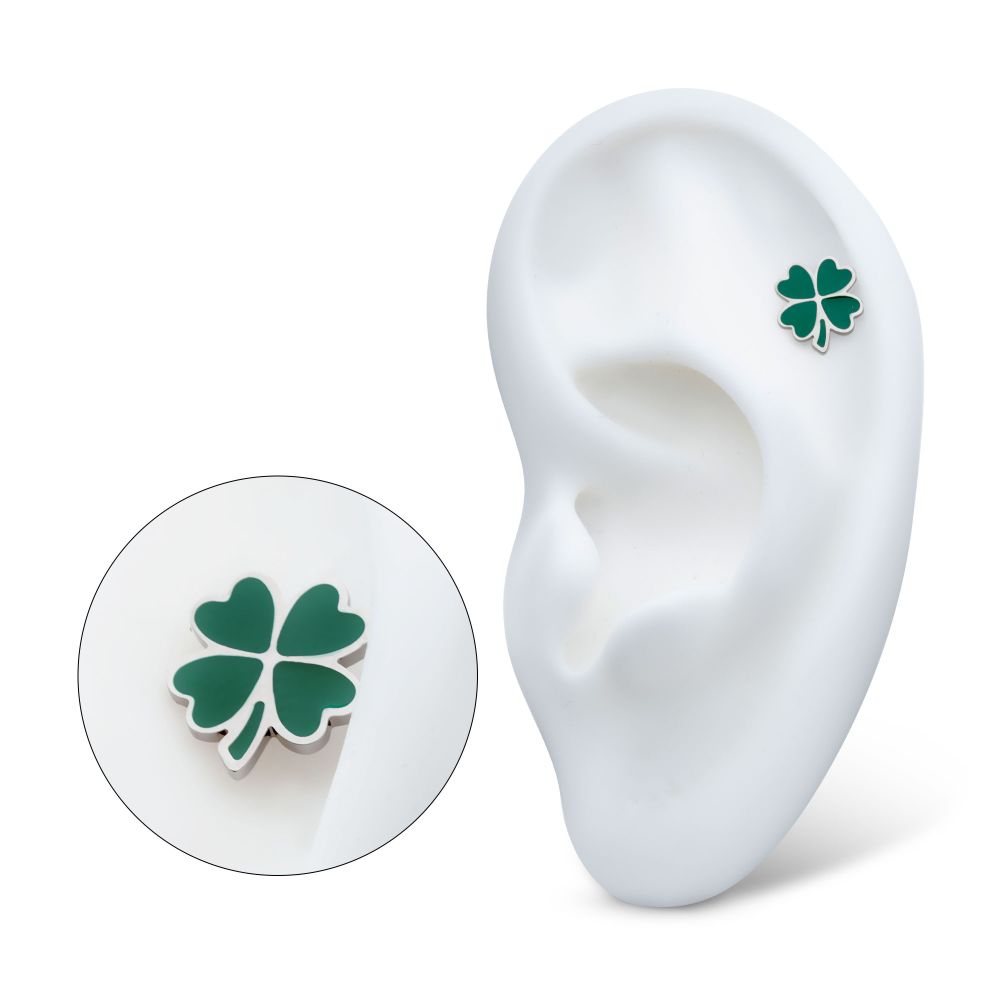 Titanium Internally Threaded Enamel 4-Leaf Clover Top