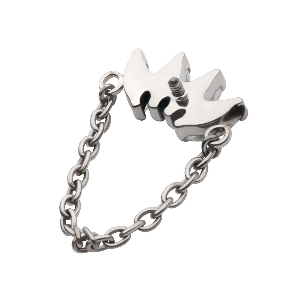 Titanium Internally Threaded 4-Cluster Marquise AAA CZ Top with Dangle Chain