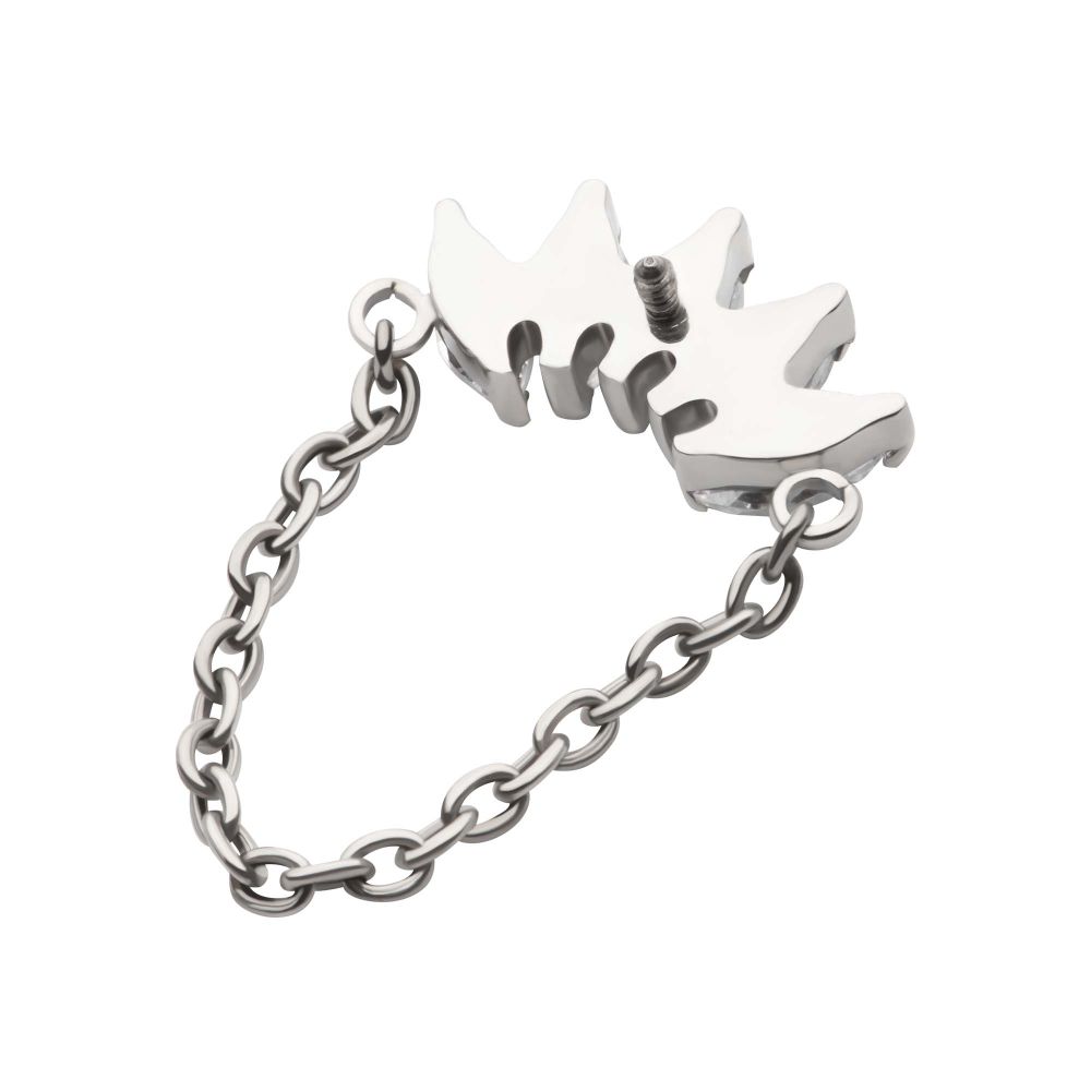 Titanium Internally Threaded 5-Cluster Marquise AAA CZ Top with Dangle Chain