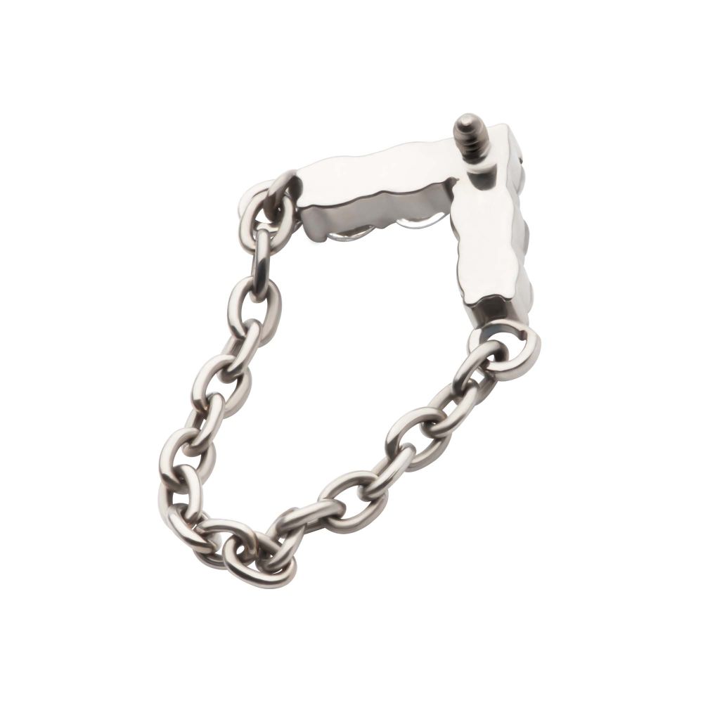 Titanium Internally Threaded 5-Cluster Round AAA CZ Chevron Shape Top with Dangle Chain