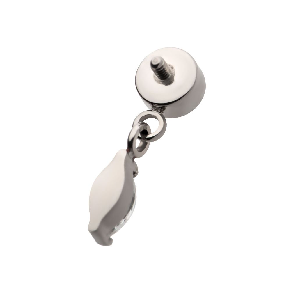 Titanium Internally Threaded Round CZ with Dangle Marquise CZ Top