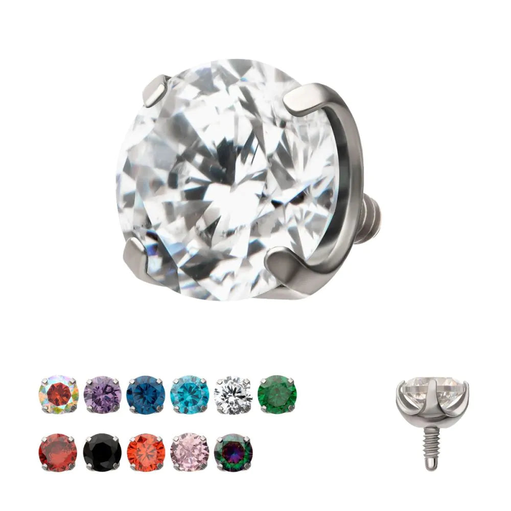 Titanium Internally Threaded Low Profile 4 Prong Round Gem Top