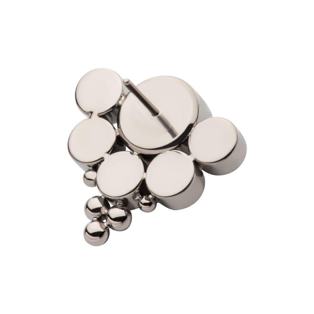 Titanium Threadless Tri-bead end with 5mm & 3mm Bezel Set AAA Clear CZ Cluster Top