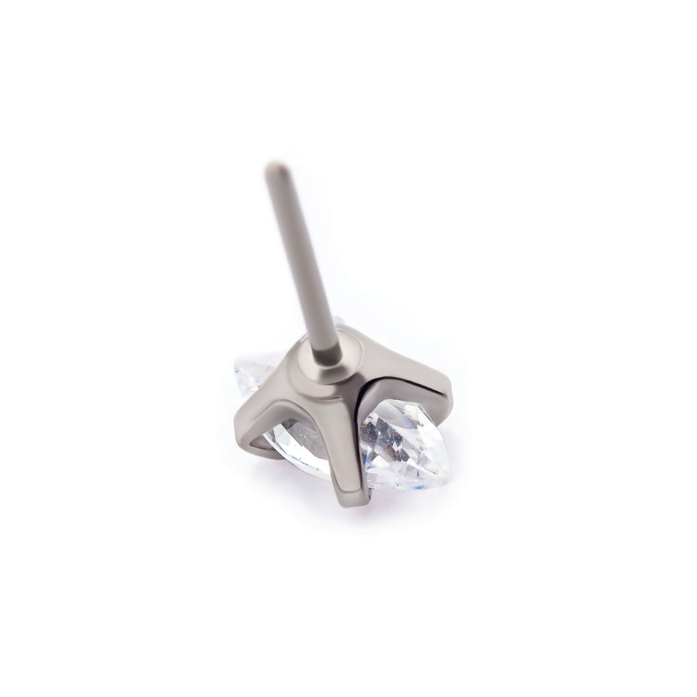 Titanium Threadless with Prong Set Marquise Clear AAA CZ Top