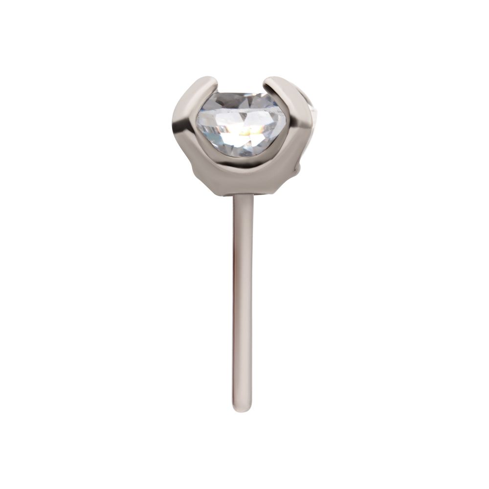 Titanium Threadless with 4-Prong Set CZ Heart Shape Top