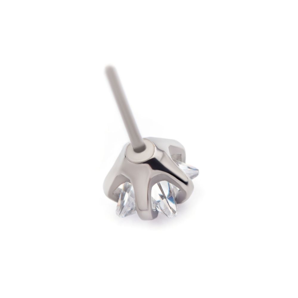 Titanium Threadless with Prong Set CZ Star Shape Top